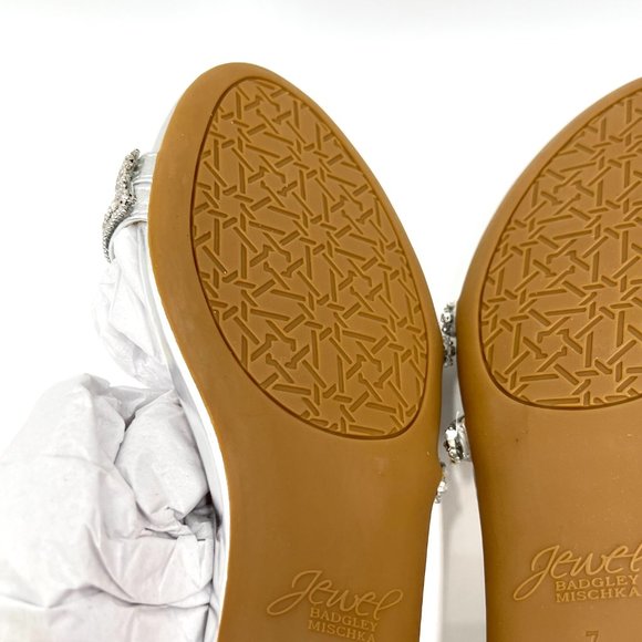 Jewel‎ Badgley Mischka Womens Roslyn Silver Metallic Jeweled Dress Flats Shoes 7 - Picture 9 of 12